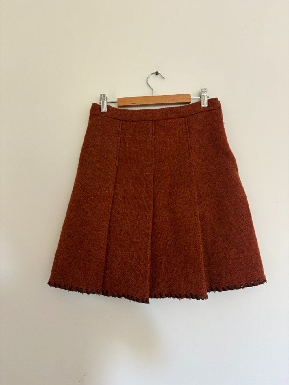 Vintage miu miu wool pleated skirt with whipstitch